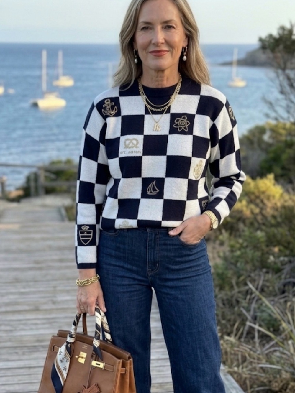 Vintage St John Santana knit nautical Yacht sailing rowing metallic rope Sz M - Picture 10 of 11